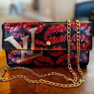 Louis Vuitton hand painted customized monogram international converted wallet